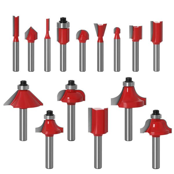 nacyvcos Electric Trimmer Bit Set of 15 Trimmer Bit Set Carbide Straight Bit Mortise Cutter Wood Milling Cutter Bit Set Milling Cutter Bit Set Milling Cutter Router Bit Carbide Blade Trimmer Bit in