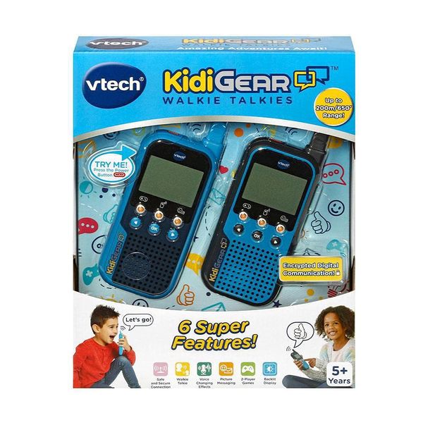 VTech KidiGear Walkie Talkies for Kids, Outdoor 65-foot Long Distance Walkie Talkies with Secure Digital Connection, Suitable for Boys and Girls 5+ years, Blue