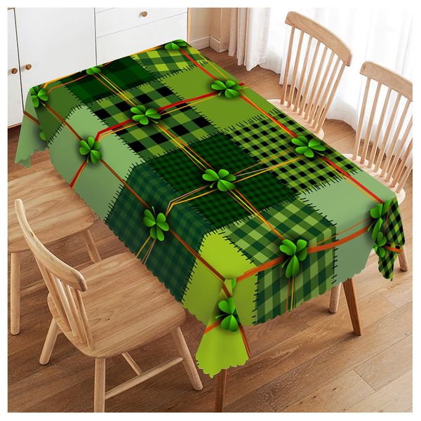 Walmsco Tablecloth Green Clover Decor For Dining Room Kitchen Rectangular Table Cover 132 * 178cm