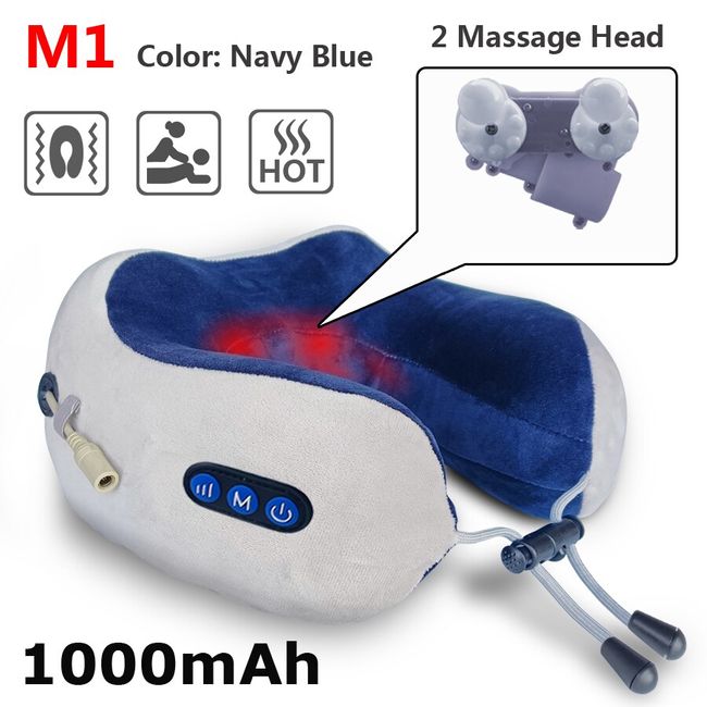 Portable Rechargeable U-Shaped Massage Pillow Car Cervical Massage Pillow,  Neck Pillow Home, Travel, Office (Brown)