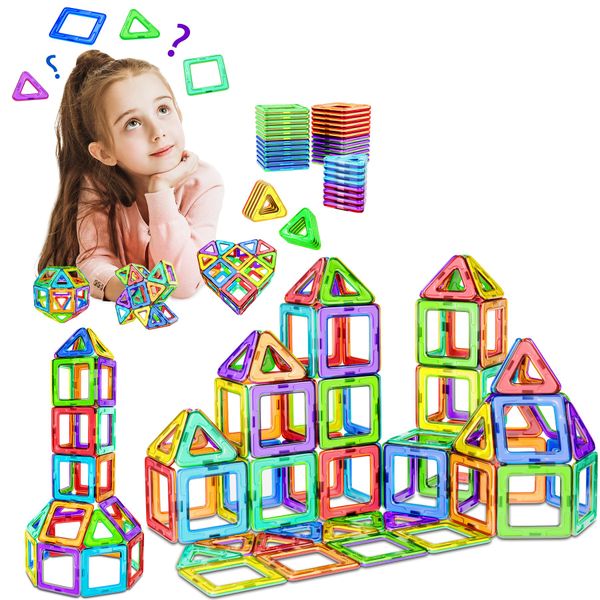 COOLJOY Magnetic Building Blocks | Magnetic Tiles for Kids | 40 PCS Magnetics Construction Block Games | Learning Educational Construction Toys for Boys Girls 3 4 5 6 Year Old