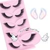 Parriparri False Eyelashes Fox Eye Lashes L Curl Sexy Cat Eye Eyelashes Soft Winged Angel Fake Lashes Wispy Lightweight Faux Mink Lashes (5 Pairs)