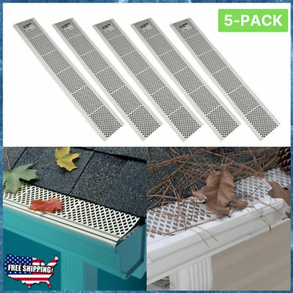 5 PACK SNAP-IN WHITE GUTTER GUARD COVER 3ft Screen Filter Leaf Debris Protection