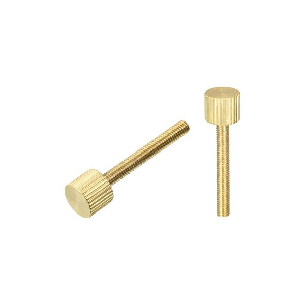 uxcell Knurled Thumb Screw M4x30 mm Flat Brass Bolt Grip Knob Fastener for PC, Electronics, Mechanical 2 Pieces