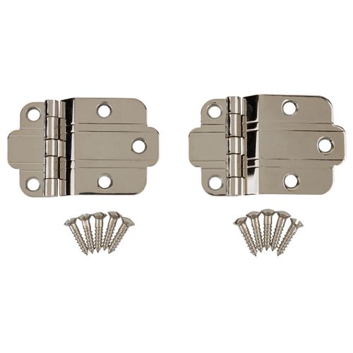 Nickel Art Deco Offset Mount Cabinet Door Hinge | Pack of 2 | Hoosier Type Cabinets Reproduction Hardware | UA-202-HPN (1)