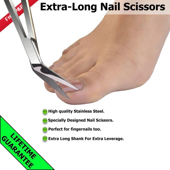 Extra Long Handled Angled Toe Nail Chiropody Podiatry - Steel Clippers 