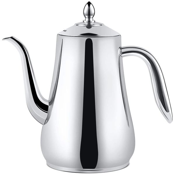 SANQIAHOME 18/8 Stainless Steel Teapot with Strainer Infuser Filter 61Oz(1.75 litres) 5-7 Cups, Tea Pot to Brew Loose Leaf and Tea Bags, Coffee Servers Cold Water Pitcher Tea Maker