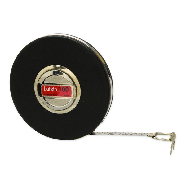 Crescent Lufkin 3/8" x 100' Leader Chrome Clad Tape Measure - HC256N , Black