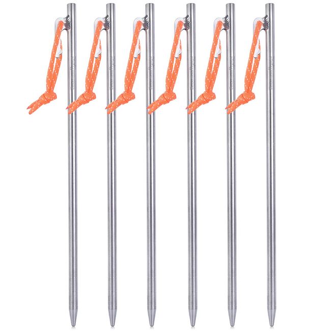 Boundless Voyage Tent Pegs, 7.9 inches (20 cm), 9.4 inches (24 cm), Set of 4, Set of 6, For Hard Soil, Grassland, Outdoor, Camping, Titanium Alloy, Forged Pegs, Set of 6