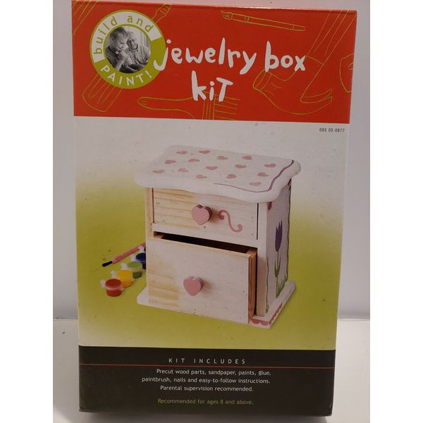 Build And Paint Jewelry Box Kit, Wooden Parts, Ages 8 +