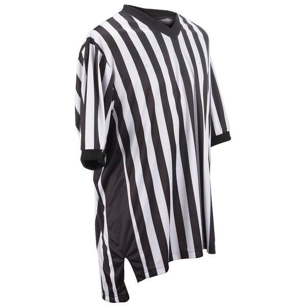 Smitty Referee Basketball Short Sleeve V Neck Shirt, White/Black, Medium