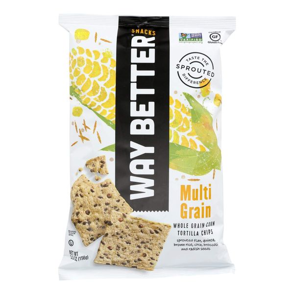 Way Better Snacks Simply Sunng Multigrain Tortilla Chips, 5.5 oz bag (12 Pack) (48