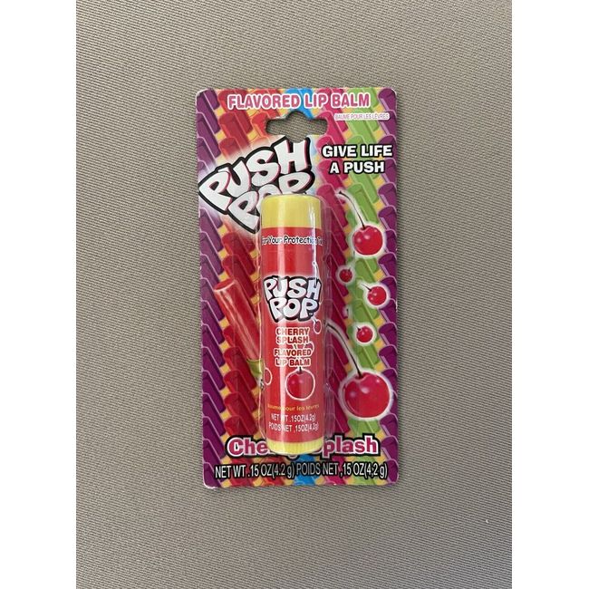 .15 Ounce Push Pop “Cherry Splash” Flavored Lip Balm By Lotta Luv~New In Package