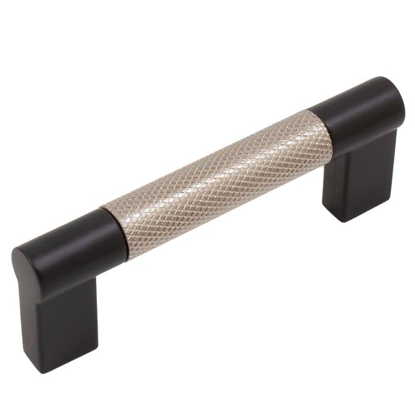 Urban Cabinet Pull, 3 Inches, Satin Nickel with Matte Black Ends by Stone Harbor