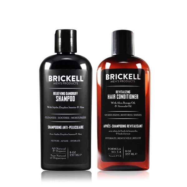 Brickell Men’s Daily Relieving Hair Care Routine, Dandruff Shampoo and Conditioner Set For Men, All Natural and Organic, Scented