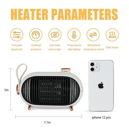 Metkiio Space Heater – Portable Mini Heater for Home and Office – Energy-Efficient Small Space Heater with Overheating Protection – Retro Heater for Bedroom, Camping Tent, RV Trailer (White)