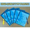 FotoStation Pack of 100, Popper Wallets A4 Foolscap Plastic Document Wallets Translucent Blue Colours A4 Plastic Folder