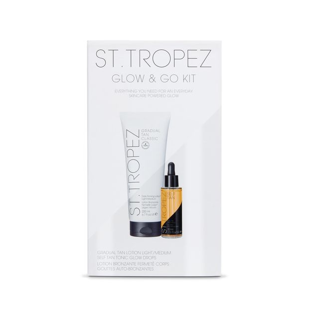 St.Tropez Glow Kit, Self Tan Set with Gradual Tan Firming Lotion and Luxe Self Tan Tonic Glow Drops, Vegan, Natural & Cruelty Free