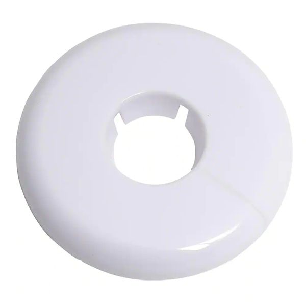 1/2 In. Plastic Iron Tube Size Split Flange Escutcheon Plate in White