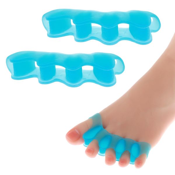 WLLHYF Gel Toe Separator Soft Bunion Corrector Toe Spacer Hammer Washable Toe Straightener Toenail Dividers Repeatable Pedicure Kit Toenail Polish Grooming for Men Women (1 pair, Blue)