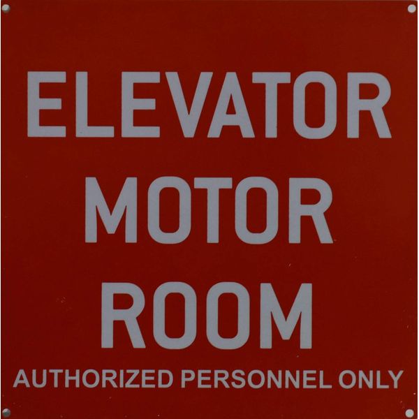 Elevator Motor Room Sign (Red,10X10,Aluminium Rust Free)