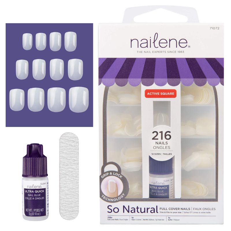 Nailene So Natural Artificial Nails, Undecorated – Fake Nail Kit with ...