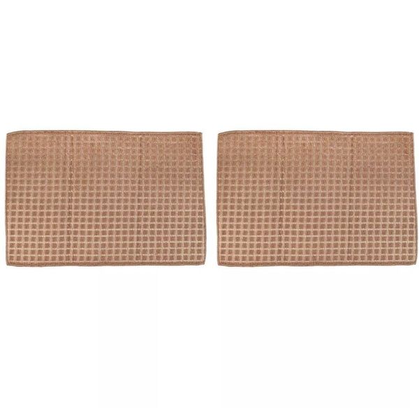 2 Pack Dish Drying Mat Microfibre Supfer Soft Extra Absorbent Non-Slip Kitchen Dish Drying Draining Mats for Kitchen Counter (Brown)