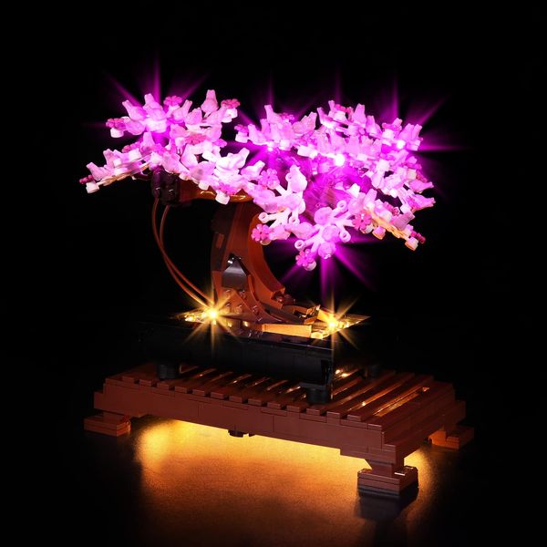 Bourvill LED Lights Kit for Lego Bonsai Tree 10281 - Lights Set Compatible with Lego 10281 Building Blocks - Classic Version (Lights Kit Without Model) (Pink)