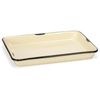 Red Co. 11 x 9 Enamelware Metal Classic 2 Quart Rectangular Serving Tray, Distressed Cream/Black Rim