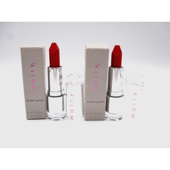 Lot / 2 Mally H3 Gel Lipstick ~ Poppie ~ 0.12 oz / 3.4 g ( x2 ) ~ BNIB