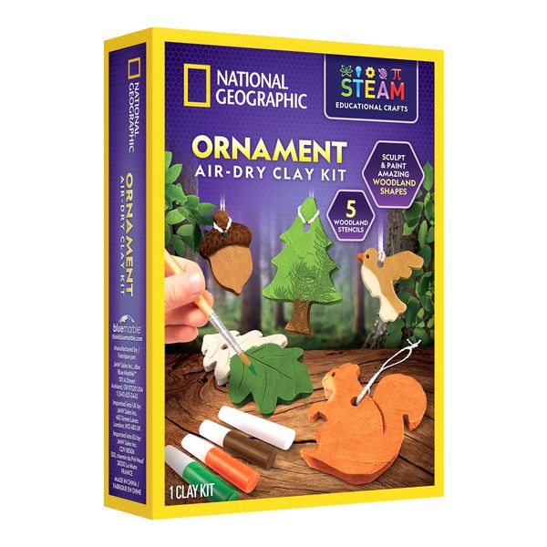 National Geographic Ornament Air Dry Clay for Kids - Kids Arts and Crafts with Modelling Clay, Stencils and Clay Tools | STEM Activity Self Hardening Clay Gifts for 8+ Year Old Boys and Girls