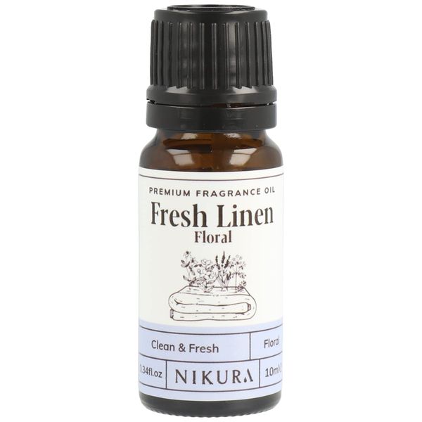 Nikura - Fresh Linen (Floral) Fragrance Oil - 10ml | Perfect for Diffuser for Home, Soap Making, Candle Making, Wax Melts | Bath Bombs, Pot Pourri Refresher Oil, Perfume Scents, Burner Oil | UK Made