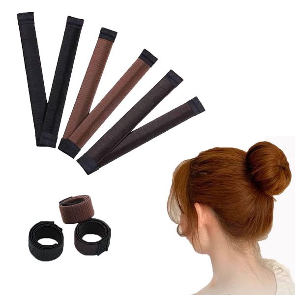 MYEAST 3-Piece Women's Hair Bun Maker Kids Ballerina Bun Shaper,French Donut Hair Fold Wrap Snap(1 Light Brown-1 brown-1 black）