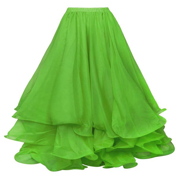 BellyLady Belly Dance Skirt Halloween Tribal Chiffon Tiered Maxi Full Skirt-Green