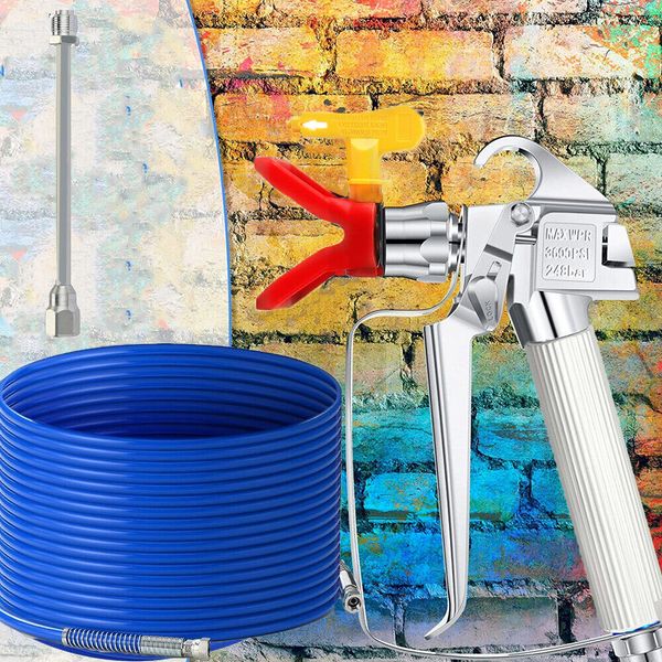 Airless Paint Spray Hose Kit 50ft 1/4" Swivel Joint 3600psi with 517 Tip USA