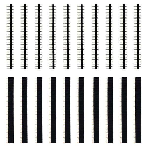 20 Stück 2.54mm Breakaway Platine 40Pin Stecker und Buchsenleiste für Arduino Shield,Stiftleiste,Pin Header Männlich und Weiblich Stiftleiste PCB Löten Buchsenleiste Lötpins Lochrasterplatine