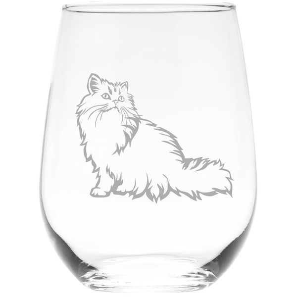 Persian cat stemless wine glass, 17 oz.