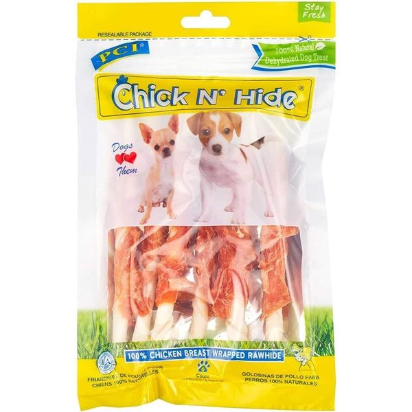 Pet Center Chicken Hide Dog Treats Smaller Breed Protein Rawhide 6ct (6-Pack)