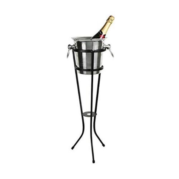 drinkstuff Aluminium Champagne Bucket 4 Litre with Wrought Iron Stand | Champagne Bottle Cooler