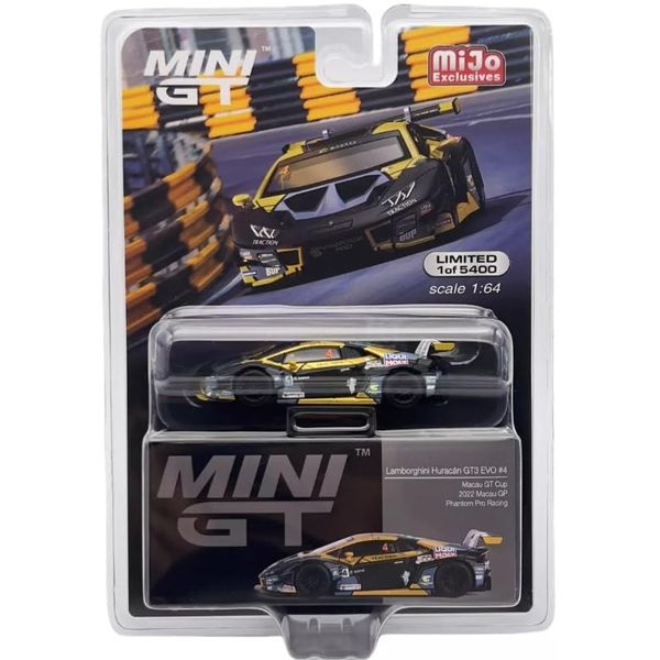 True Scale Miniatures Model Car Compatible with Lamborghini Huracan GT3 EVO #4 2022 Macau GP Cup 3rd Place 1/64 Diecast Model Car Mini GT MGT00645