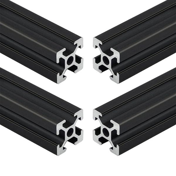 4PCS 200mm 2020T Linear Rail Aluminum,European Standard Anodized Black Auto Device Framework DIY Material for 3D Printer and CNC Machine (200mm Black)