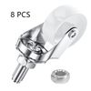 8 PCS Swivel Stem Casters,M8 White 25mm(1 inch) Castor Wheels