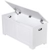 39.4'' Flip-Top Toy Box Storage Chest with 2 Safty Hinges Bed End Bench White