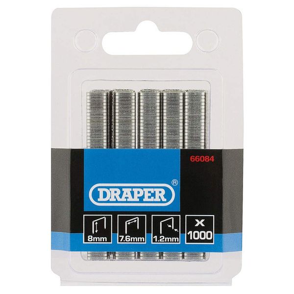 Draper 66084 1000 Staples in Box, 8mm , Blue