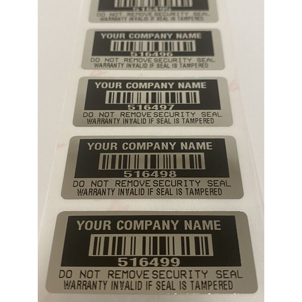 [QTY 1000] CUSTOM PRINTED BLACK TAMPER EVIDENT VOID LABELS STICKERS SEALS