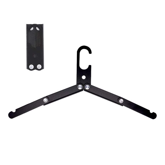 prendre PR-ALUMIHANGER-BK Aluminum Alloy Folding Hanger, Compact, Portable, Portable, Laundry Supplies, Clothes, Travel, Business Trips, Black