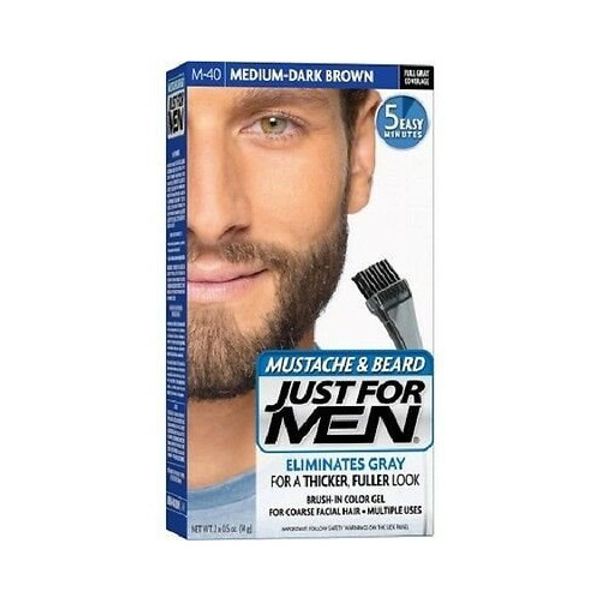 Just For Men Mustache & Beard Brush-In Color Gel Medium Dark Brown M40 1 Count