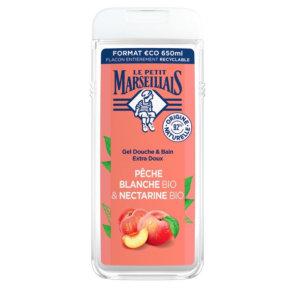 Le Petit Marseillais Extra Gentle Bath and Shower Gel White Peach and Nectarine Organic 650ml