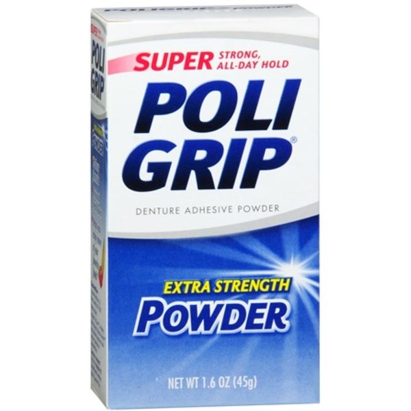 SUPER POLIGRIP Extra Strength Denture Adhesive Powder 1.60 oz (Pack of 12)