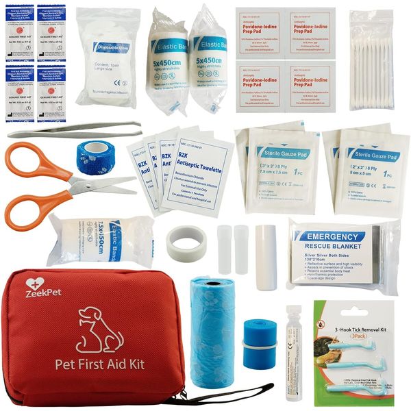 Pet First Aid Kit  Medical Bag for Dogs and Cats Trauma Kit with Self Adhering B